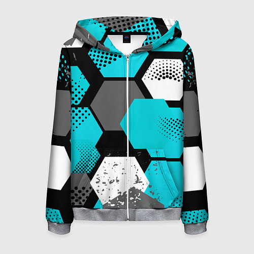 Мужская толстовка на молнии Шестиугольники абстрактный фон / 3D-Меланж – фото 1