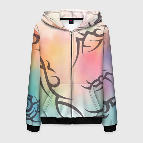 Мужская толстовка на молнии Трайбл граффити / 3D-Черный – фото 1