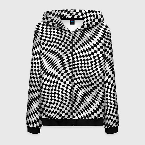 Мужская толстовка на молнии Черно-белая шахматная иллюзия / 3D-Черный – фото 1