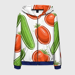 Толстовка 3D на молнии мужская Помидоры и огурцы, цвет: 3D-синий