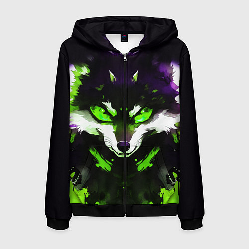 Мужская толстовка на молнии Кислотный енот / 3D-Черный – фото 1