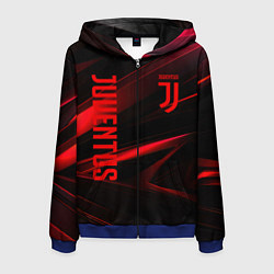 Толстовка 3D на молнии мужская Juventus black red logo, цвет: 3D-синий