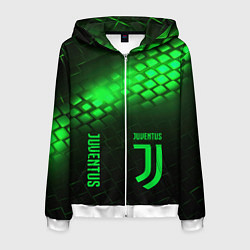 Толстовка 3D на молнии мужская Juventus green logo neon, цвет: 3D-белый