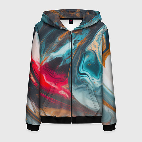 Мужская толстовка на молнии Палитра масло / 3D-Черный – фото 1