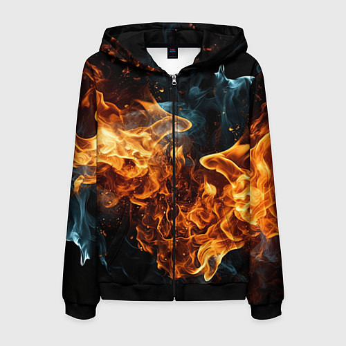 Мужская толстовка на молнии Пламя огня фон / 3D-Черный – фото 1