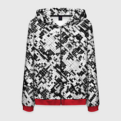 Толстовка 3D на молнии мужская Чёрно-белая сеть, цвет: 3D-красный