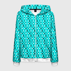 Толстовка 3D на молнии мужская Пиксели цвета алмаза, цвет: 3D-белый