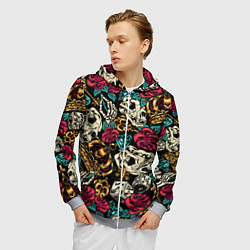 Толстовка 3D на молнии мужская A pattern for a hipster, цвет: 3D-меланж — фото 2