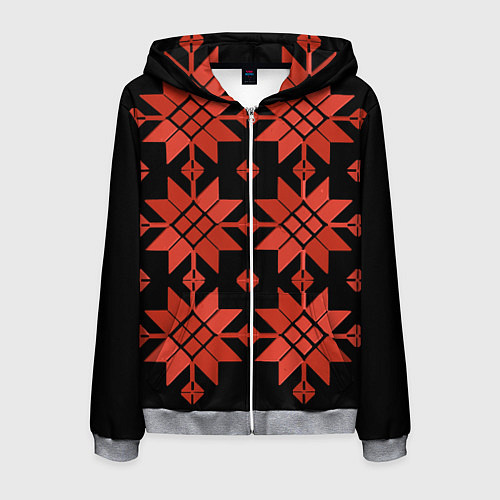 Мужская толстовка на молнии Удмуртский - вертикаль black / 3D-Меланж – фото 1