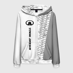 Мужская толстовка на молнии Great Wall speed на светлом фоне со следами шин: п