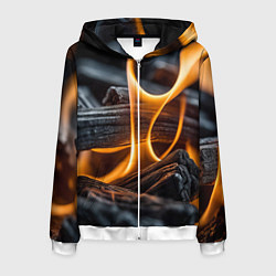 Толстовка 3D на молнии мужская Дрова в костре - нейросеть, цвет: 3D-белый