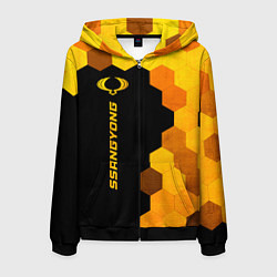 Мужская толстовка на молнии SsangYong - gold gradient: по-вертикали