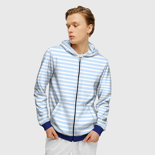 Мужская толстовка на молнии Полосатый морской стиль / 3D-Синий – фото 3