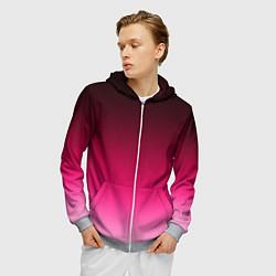 Толстовка 3D на молнии мужская Розово-малиновый градиент, цвет: 3D-меланж — фото 2