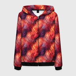 Мужская толстовка на молнии Красный мех паттерн