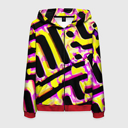 Толстовка 3D на молнии мужская Абстракция - лабиринт, цвет: 3D-красный