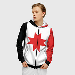 Толстовка 3D на молнии мужская Флаг Удмуртии, цвет: 3D-черный — фото 2