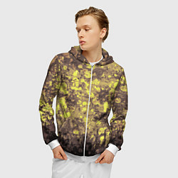 Толстовка 3D на молнии мужская Грязно-желтая осень, цвет: 3D-белый — фото 2