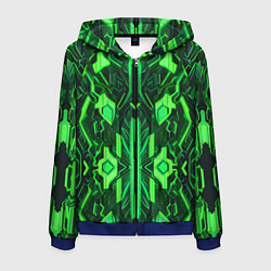 Мужская толстовка на молнии Киберпанк неоновая броня зелёная
