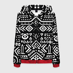 Толстовка 3D на молнии мужская Черно-белый абстрактный паттерн, цвет: 3D-красный