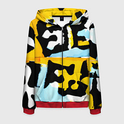 Толстовка 3D на молнии мужская Абстрактная композиция, цвет: 3D-красный