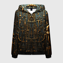 Толстовка 3D на молнии мужская Паттерн в древне-египетском стиле, цвет: 3D-черный