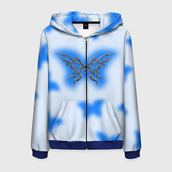 Толстовка 3D на молнии мужская Y2K blue butterfly, цвет: 3D-синий