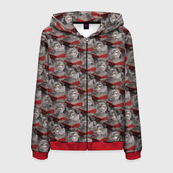Толстовка 3D на молнии мужская Хор котов, цвет: 3D-красный