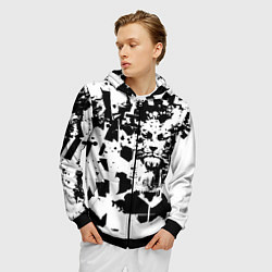 Толстовка 3D на молнии мужская Морда льва - абстракция, цвет: 3D-черный — фото 2