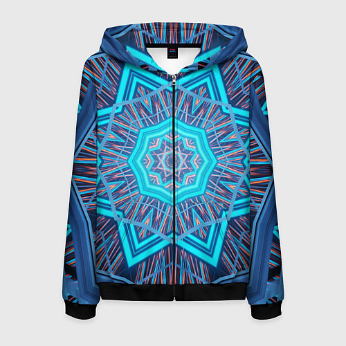 Мужская толстовка на молнии Геометрический орнамент мандалы / 3D-Черный – фото 1