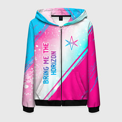 Мужская толстовка на молнии Bring Me the Horizon neon gradient style вертикаль