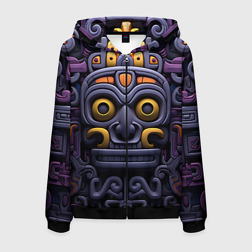 Мужская толстовка на молнии Орнамент в стиле ацтеков / 3D-Черный – фото 1