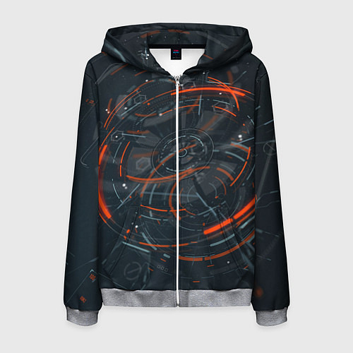 Мужская толстовка на молнии Часовой механизм киберпанк / 3D-Меланж – фото 1