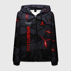 Толстовка 3D на молнии мужская Mitsubishi - плиты с эффектом свечения, цвет: 3D-черный