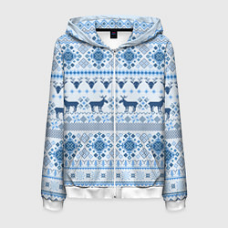 Мужская толстовка на молнии Blue sweater with reindeer