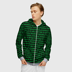Толстовка 3D на молнии мужская Никаких брендов зелёный, цвет: 3D-меланж — фото 2