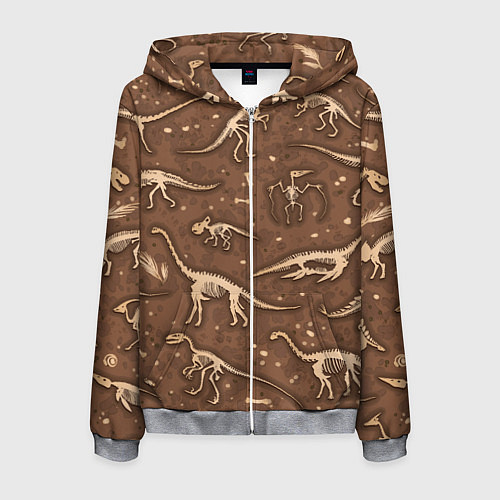 Мужская толстовка на молнии Dinosaurs bones / 3D-Меланж – фото 1