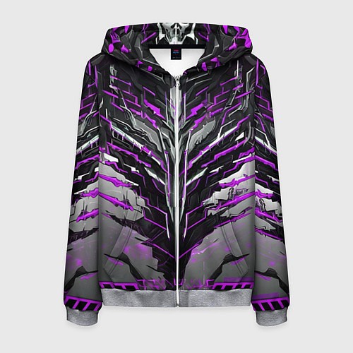 Мужская толстовка на молнии Киберпанк доспех фиолетовый / 3D-Меланж – фото 1