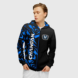 Толстовка 3D на молнии мужская Changan - blue uniform, цвет: 3D-черный — фото 2