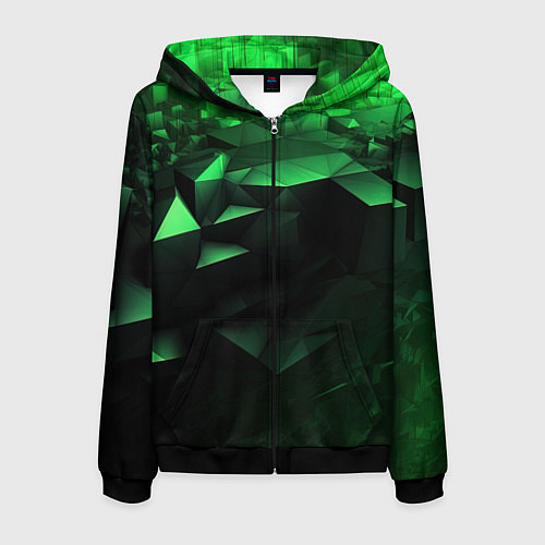 Мужская толстовка на молнии Видение зеленого в абстракции / 3D-Черный – фото 1