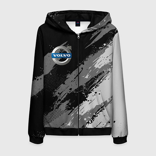 Мужская толстовка на молнии Volvo - монохромный серый / 3D-Черный – фото 1