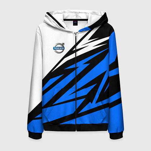 Мужская толстовка на молнии Volvo - white and blue / 3D-Черный – фото 1