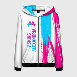 Мужская толстовка на молнии Asking Alexandria neon gradient style по-вертикали