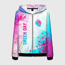 Мужская толстовка на молнии Green Day neon gradient style вертикально