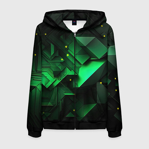 Мужская толстовка на молнии Визуальные иллюзии в геометрии / 3D-Черный – фото 1