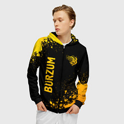 Толстовка 3D на молнии мужская Burzum - gold gradient вертикально, цвет: 3D-черный — фото 2