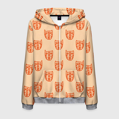 Мужская толстовка на молнии Drawn Tiger / 3D-Меланж – фото 1