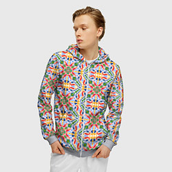 Толстовка 3D на молнии мужская Мелкий красочный узор, цвет: 3D-меланж — фото 2