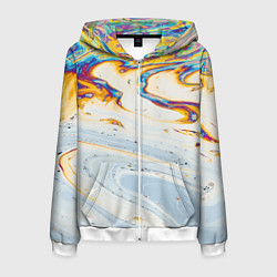 Толстовка 3D на молнии мужская Магия масляного отражения, цвет: 3D-белый
