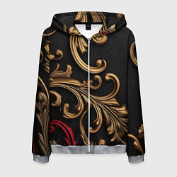 Толстовка 3D на молнии мужская Золотые абстрактные узоры, цвет: 3D-меланж
